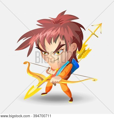 Zodiac Signs - Sagittarius. Colored Vector Illustration. Sagittarius Funny Cute Cartoon Character. I