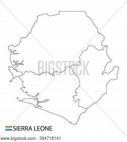 Sierra Leone Map, Black And White Detailed Outline Regions Of The Country.
