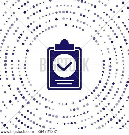 Blue Verification Of Delivery List Clipboard Icon Isolated On White Background. Abstract Circle Rand