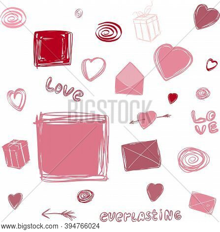 Valentaines Day Vector Set Of Cute Habd Drawn Objects