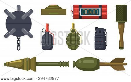 Bombs Weapon, Military Grenades And Dynamite, Vector