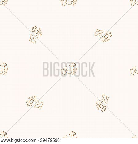 Seamless Background Webcap Mushroom Gender Neutral Pattern. Whimsical Minimal Earthy 2 Tone Color. K