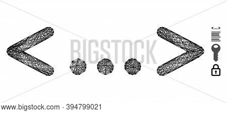 Vector Wire Frame Inline Code. Geometric Wire Carcass 2d Network Made From Inline Code Icon, Designe