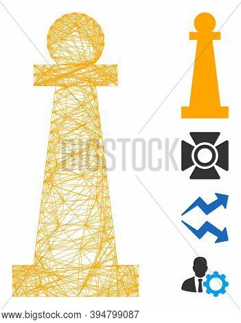 Vector Net Stanchion. Geometric Wire Carcass Flat Net Made From Stanchion Icon, Designed From Inters