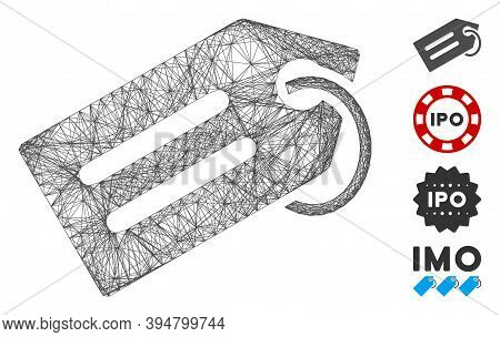 Vector Network Tag. Geometric Linear Frame Flat Network Made From Tag Icon, Designed From Crossing L