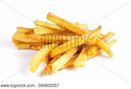 A Pile Of Tasty Rench Fries Isolated On White