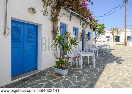 Folegandros, Greece - September 23, 2020: Beautiful Cycladic Architecture In Chora, The Capital Of T