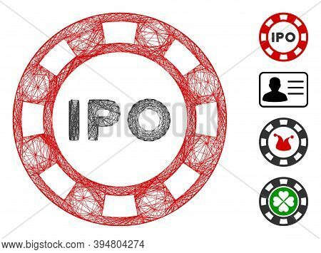 Vector Wire Frame Ipo Token. Geometric Wire Frame Flat Net Made From Ipo Token Icon, Designed From I