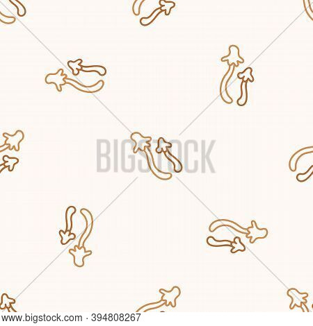 Seamless Background Inkcap Mushroom Gender Neutral Pattern. Whimsical Minimal Earthy 2 Tone Color. K
