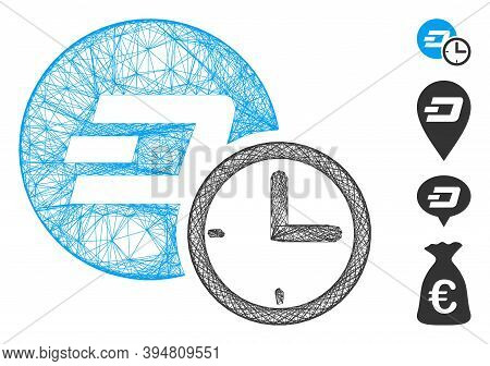 Vector Wire Frame Dash Credit Counter. Geometric Hatched Frame 2d Network Based On Dash Credit Count