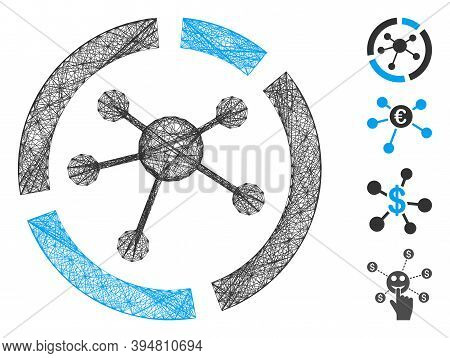 Vector Net Connections Diagram. Geometric Linear Carcass Flat Net Made From Connections Diagram Icon