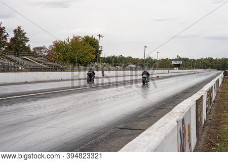 Milan, Michigan / Usa - 10-03-2020: Drivers Testing Their Cars At A Test And Tune Event That Is Open