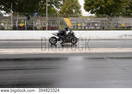 Milan, Michigan / Usa - 10-03-2020: Drivers Testing Their Cars At A Test And Tune Event That Is Open