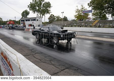 Milan, Michigan / Usa - 10-03-2020: Drivers Testing Their Cars At A Test And Tune Event That Is Open