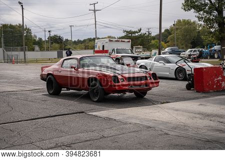 Milan, Michigan / Usa - 10-03-2020: Drivers Testing Their Cars At A Test And Tune Event That Is Open