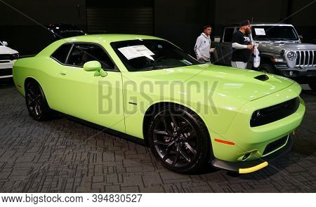 Wilmington, Delaware, U.s.a - October 6, 2019 - The Rear View Of The Brand New 2020 Dodge Challenger