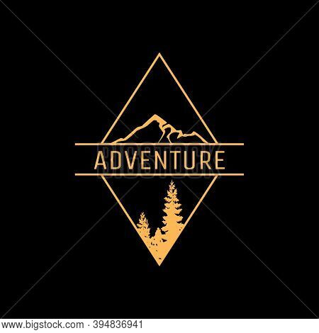 Vintage Logo Badge For Mountain Camping Adventure Vector Illustration