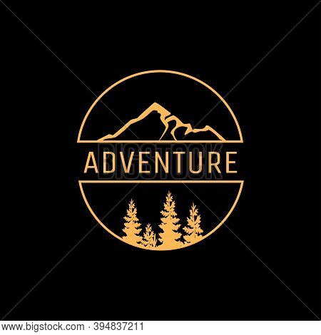 Retro Vintage Insignia, Logotype, Label Or Badge Vector Design Element. Hipster Mountain Logo Templa