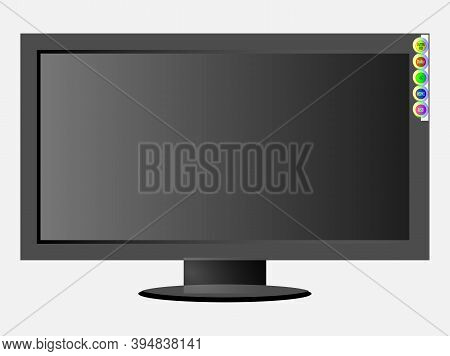 Black Color Flat Led Tv Vector Graphic Design