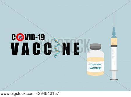 Concepts Of Mrna Vaccine For Coronavirus Pandemic Protection. Illustration Of Mrna, Syringe With Nee