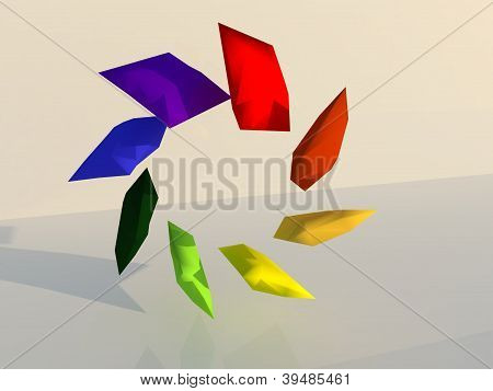 Abstraktní 3D ilustrace barevná polštář rotace