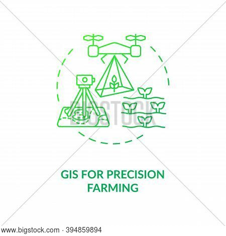 Gis For Precision Farming Concept Icon. Information Technology In Agriculture. Detailed Analyzing Of