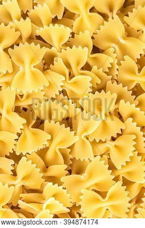 Famous Variety Of Type And Shape Of Italian Pasta. Dry Pasta Bows 