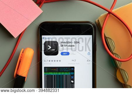 New York, United States - 7 November 2020: Webssh Ssh Sftp Client App Store Logo On Phone Screen, Il
