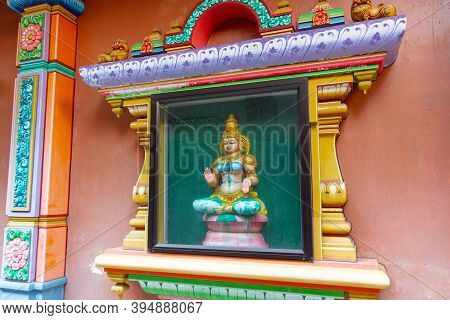 Colorful Statue Of Hindu God At Sri Maha Mariamman Temple In Kuala Lumpur City, Malaysia.
