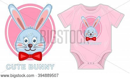 Cute Bunny Clothes For Newborn Mockup Flat Cartoon