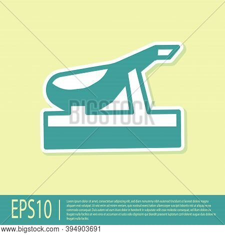 Green Spanish Jamon On The Wooden Jamonera Icon Isolated On Yellow Background. Vector