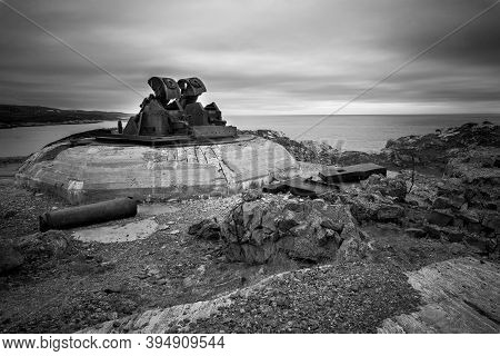 View On Military Bunker Of Ww2 On Barents Sea