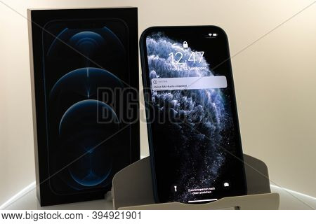 Frankfurt, Germany - November 13th 2020: A German Photographer Bought The New Iphone 12 Pro Max With