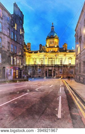 View Oedinburgh Street In Evening Colorful Painting Looks Like Picture