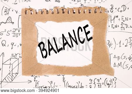 Balanse, Text On White Paper With Torn Paper Background