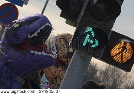 Traffic Light On The Street, Visual Signal For Road Users
