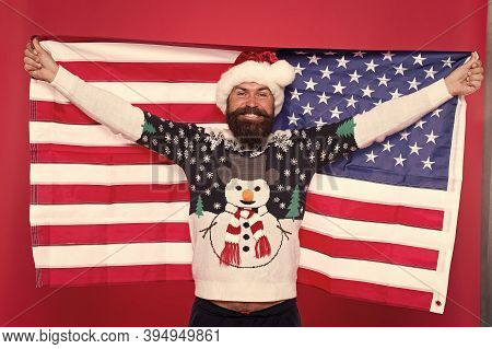 Love Your Country. Christmas In United States Of America. Greetings To All My Compatriots. American 
