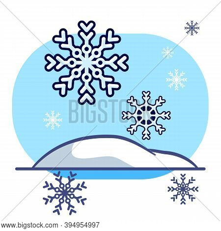 Snowflake With Snowdrift On White Isolated Backdrop. Christmas Postcard For Invitation Or Gift Card,