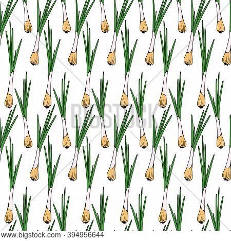 Seamless Pattern, Vector Stock Illustration, Green Bow, For Menu Design, Wallpaper Ornament