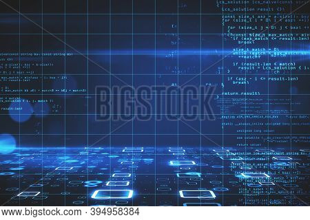 Glowing Binary Code With Digital Programming Interface. Software And Global Concept. 3d Rebdering