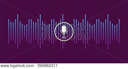 Abstract Illustration With Voice Recording Microphone Wave For Concept Design. Future Technology Con