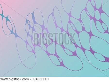 Chain Structure Abstract Futuristic Mint And Deep Purple Vector Background. Curve Lines Network Tiss