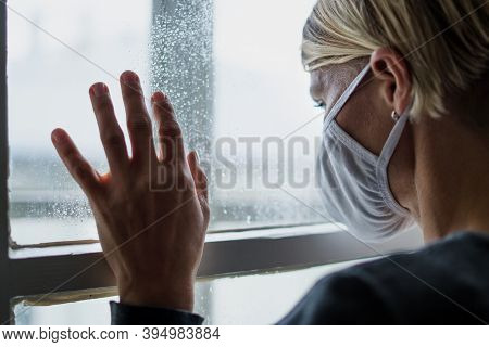 Woman Indoors At Home Feeling Stressed, Mental Health And Coronavirus Concept.