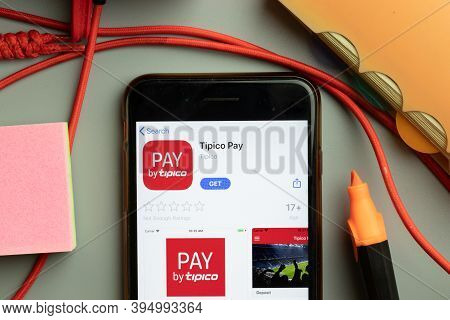 New York, United States - 7 November 2020: Tipico Pay App Store Logo On Phone Screen, Illustrative E
