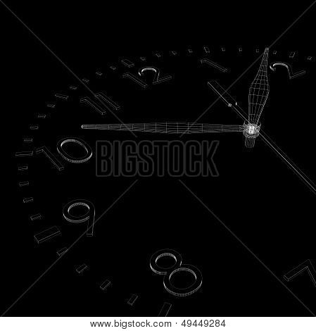 Clock face. Wire-frame render