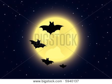 schwarz Fledermäuse auf Vollmond Hintergrund