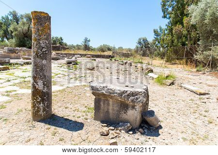 Monastery (friary) In Messara Valley At Crete Island In Greece. Messara - Is  Largest Plain In Crete