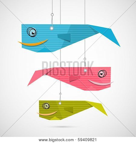 Paper Fish Hang on Strings