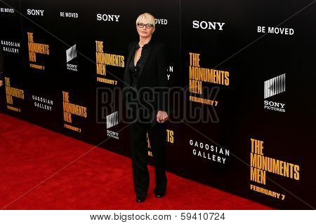 NEW YORK-FEB 4: Actress Ellen Barkin attends the premiere of 'The Monuments Men' at the Ziegfeld Theatre on February 4, 2014 in New York City. 