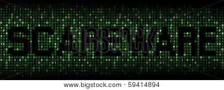 Scareware text on hex code illustration